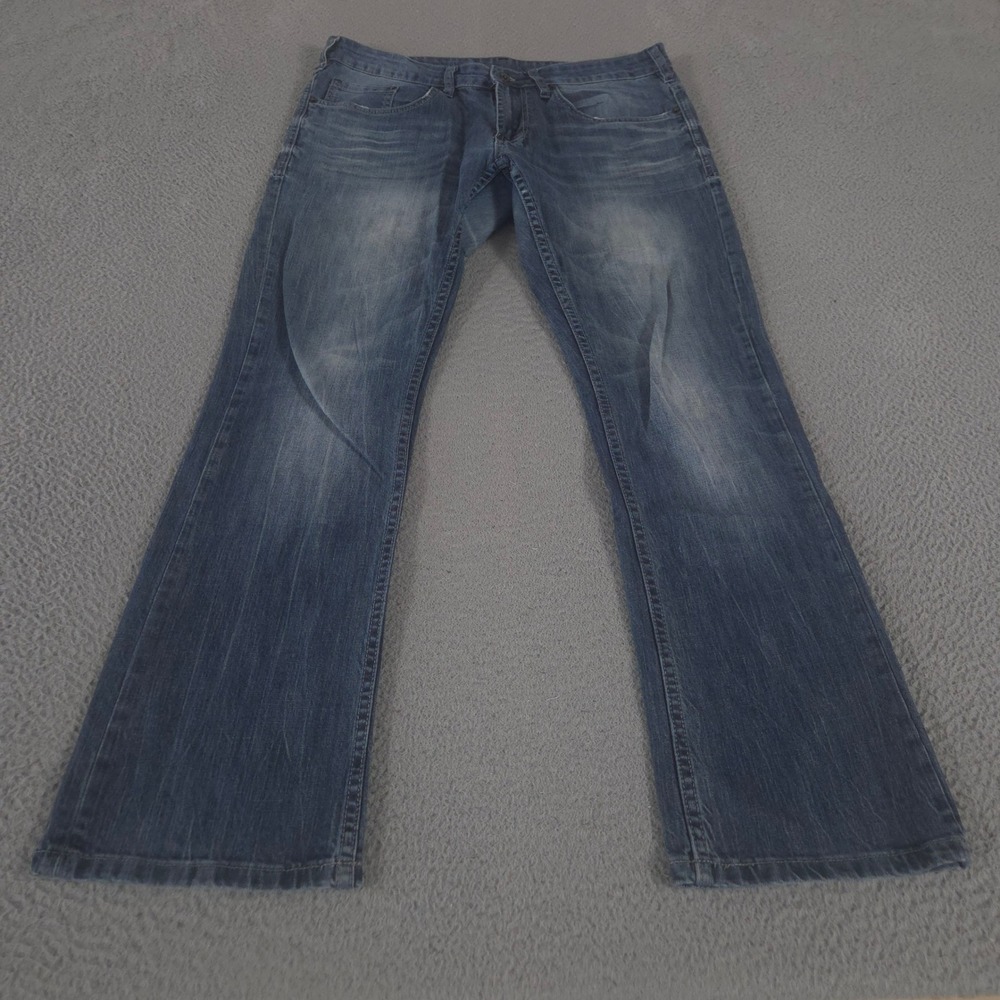 Buffalo David Bitton Jeans Mens 36x32 Blue King-X Straight Leg Faded Denim Pants